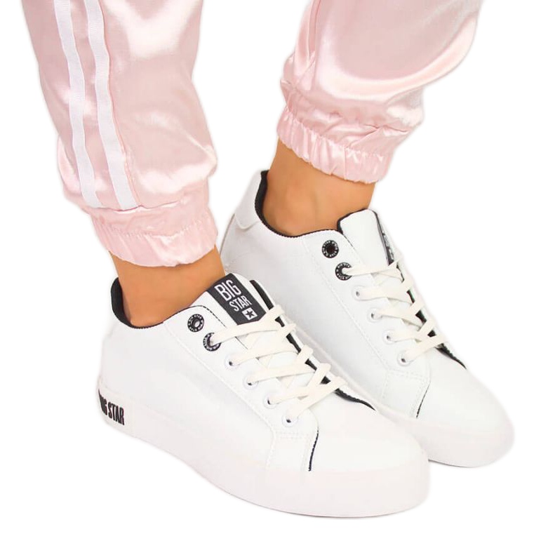 Trampki niskie z eko skóry Big Star W II274031 białe
