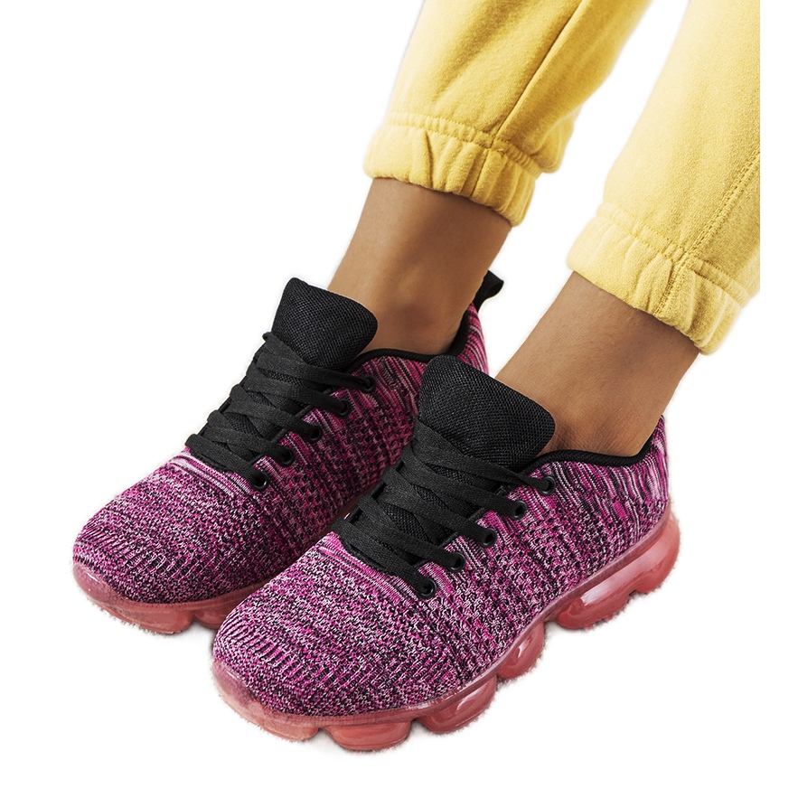 Różowe sneakersy sportowe Melanż Anya czarne