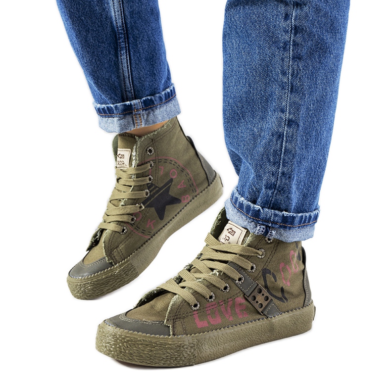 Zielone trampki za kostkę Amabella khaki