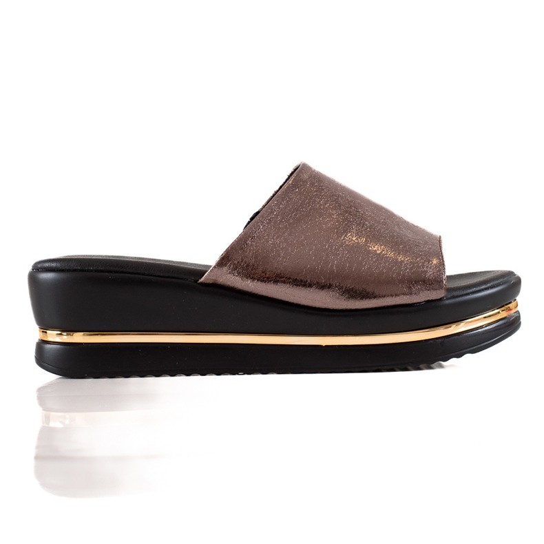 Goodin Błyszczące Klapki Na Platformie brązowe