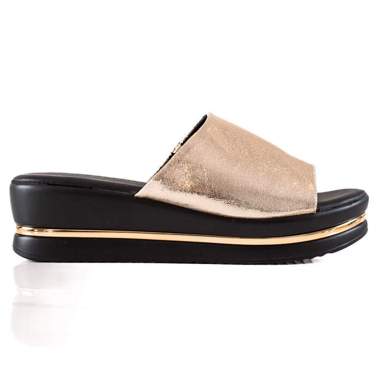 Goodin Błyszczące Klapki Na Platformie złoty