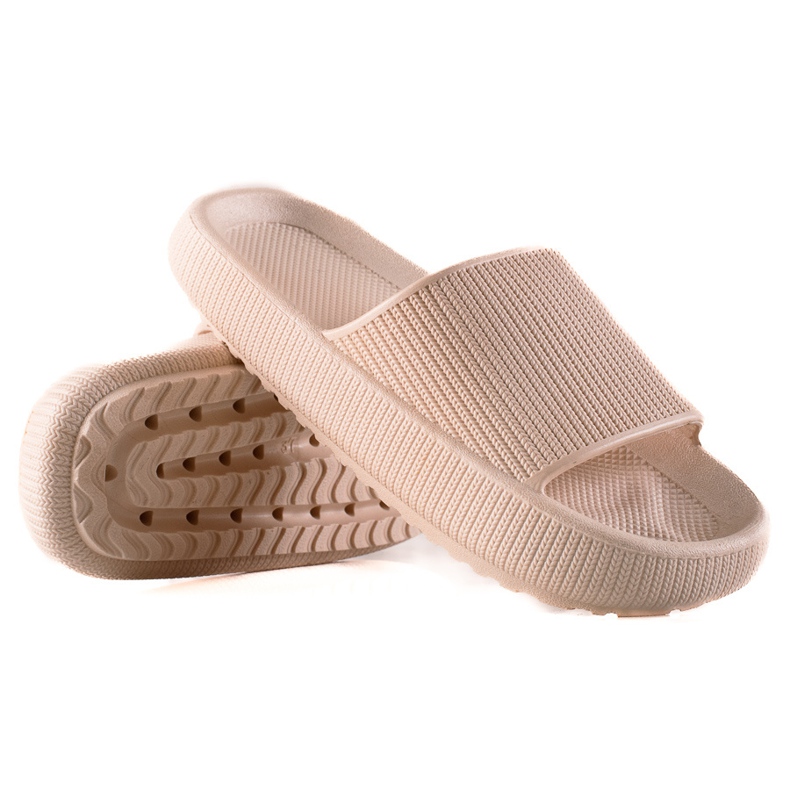 TRENDI Beżowe Klapki beżowy