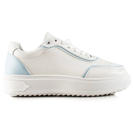 TRENDI Sneakersy Z Niebieską Wstawką białe