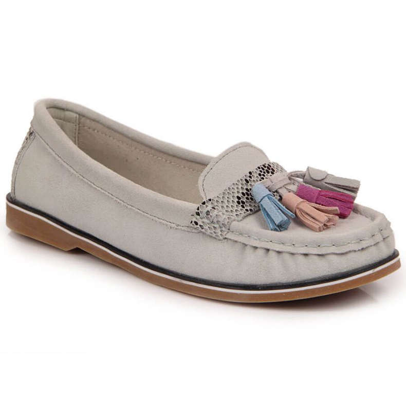 Evento Mokasyny z frędzlami Jezzi W JEZ328B szare