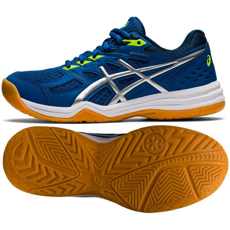 Buty do siatkówki Asics Upcourt 4 Gs Jr 1074A027 405 niebieskie niebieskie