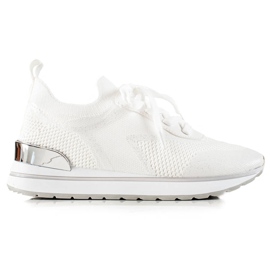 TRENDI Białe Buty Sportowe Z Brokatem