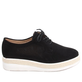 Półbuty sznurowane espadryle Guermo Black czarne