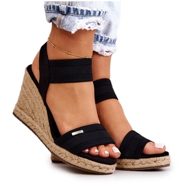 Damskie Sandały Na Koturnie Big Star JJ274976 Czarne