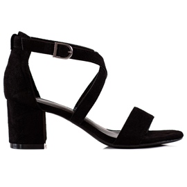 W. Potocki Sandałki Na Obcasie Potocki czarne