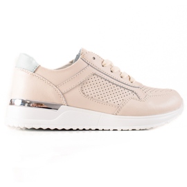 Sneakersy Ze Skóry VINCEZA beżowy