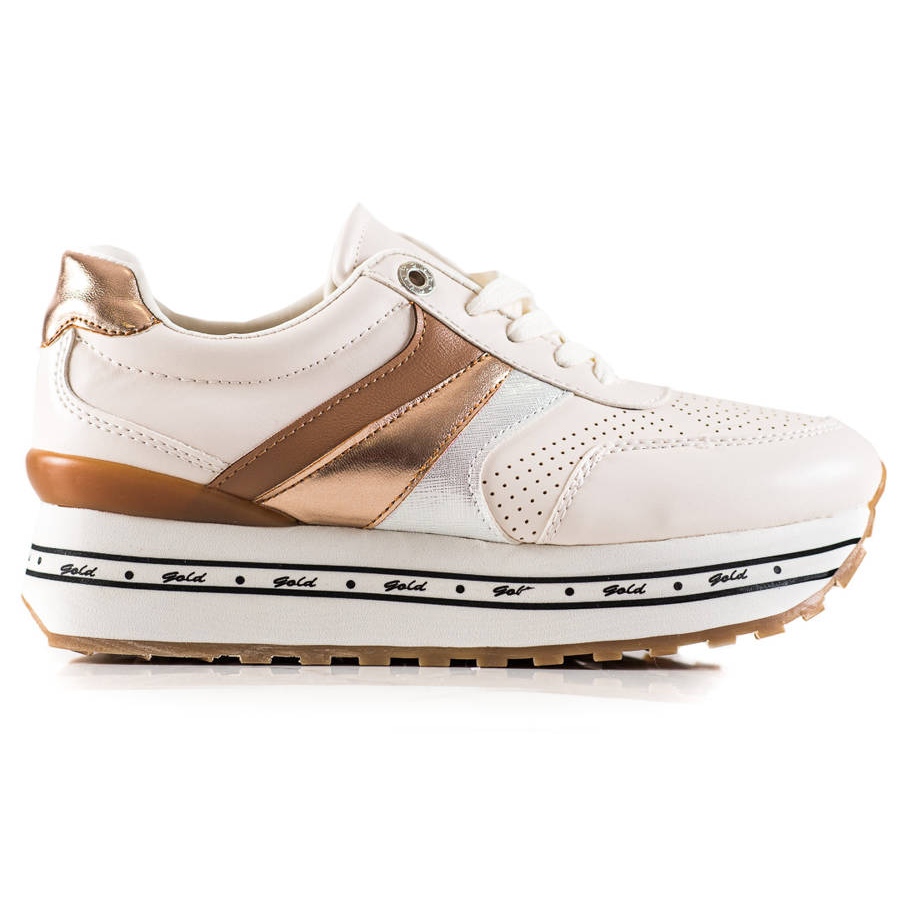 G2G/Good To Great Biało-złote Sneakersy Fashion białe