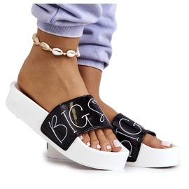 Gumowe Klapki Damskie Big Star JJ274A276 Biało-Czarne białe