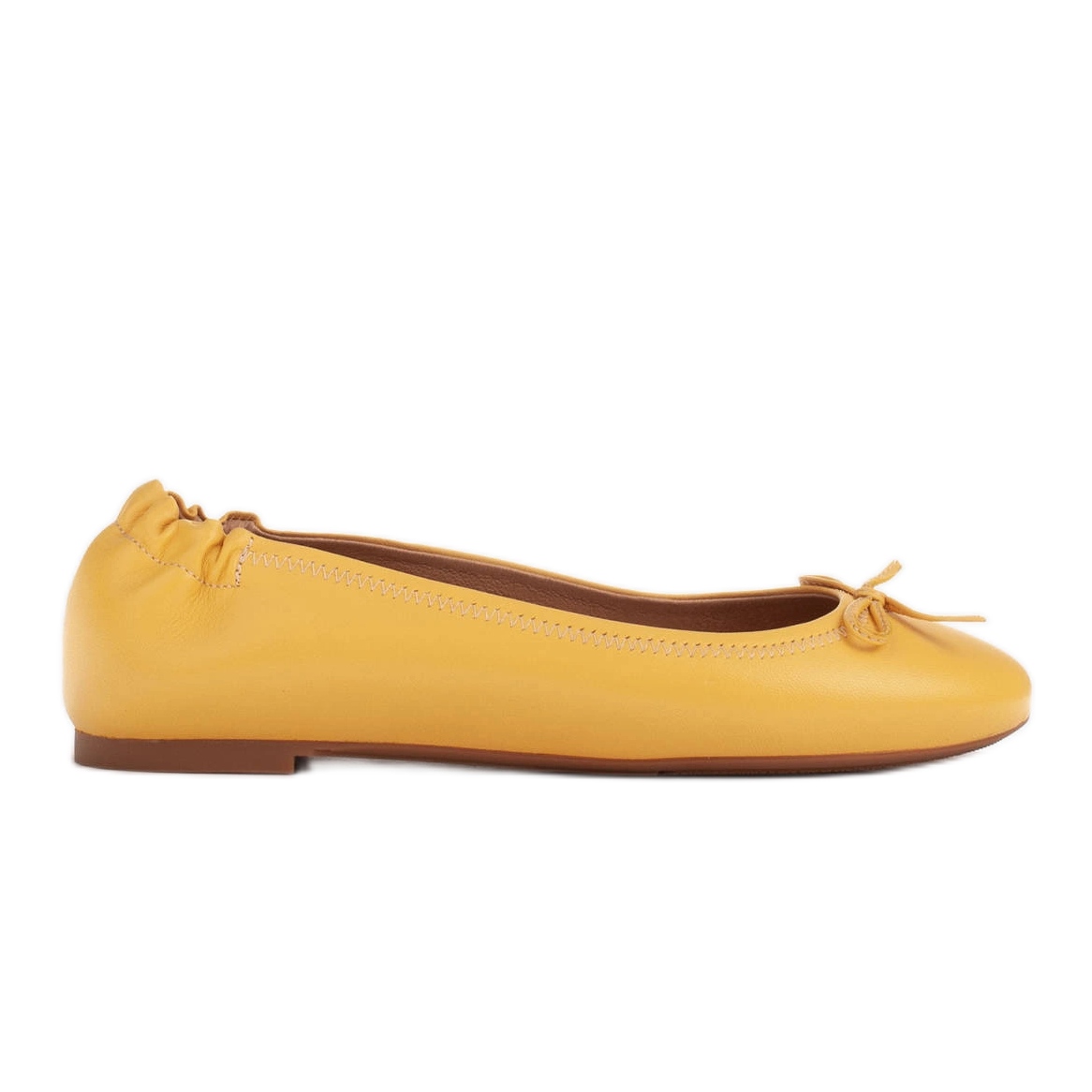 Marco Shoes Baleriny z delikatnej skóry licowej żółte