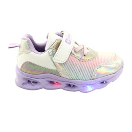 ADI Buty Sportowe Świecące LED Rzepy News 22DZ32-4837 Lilac-White fioletowe różowe srebrny