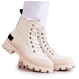S.Barski Trampki Damskie Botki Trapery Jasnobeżowe Larina beżowy
