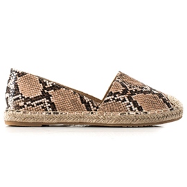 TRENDI Klasyczne Espadryle Snake Print beżowy brązowe