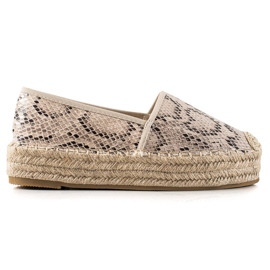 Bestelle Espadryle Na Platformie Snake Print beżowy
