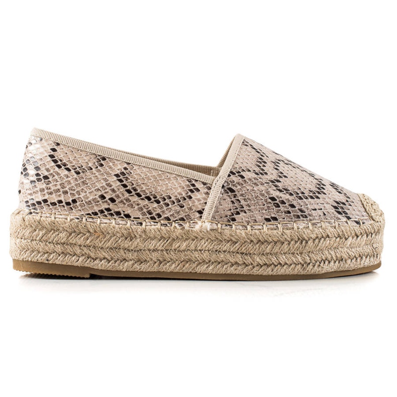 Bestelle Espadryle Na Platformie Snake Print beżowy