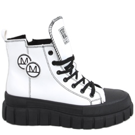 Trampki za kostkę Ayse WHITE/BLACK białe