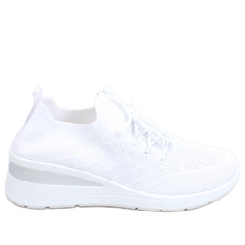 Buty skarpetkowe na koturnie Binita White białe