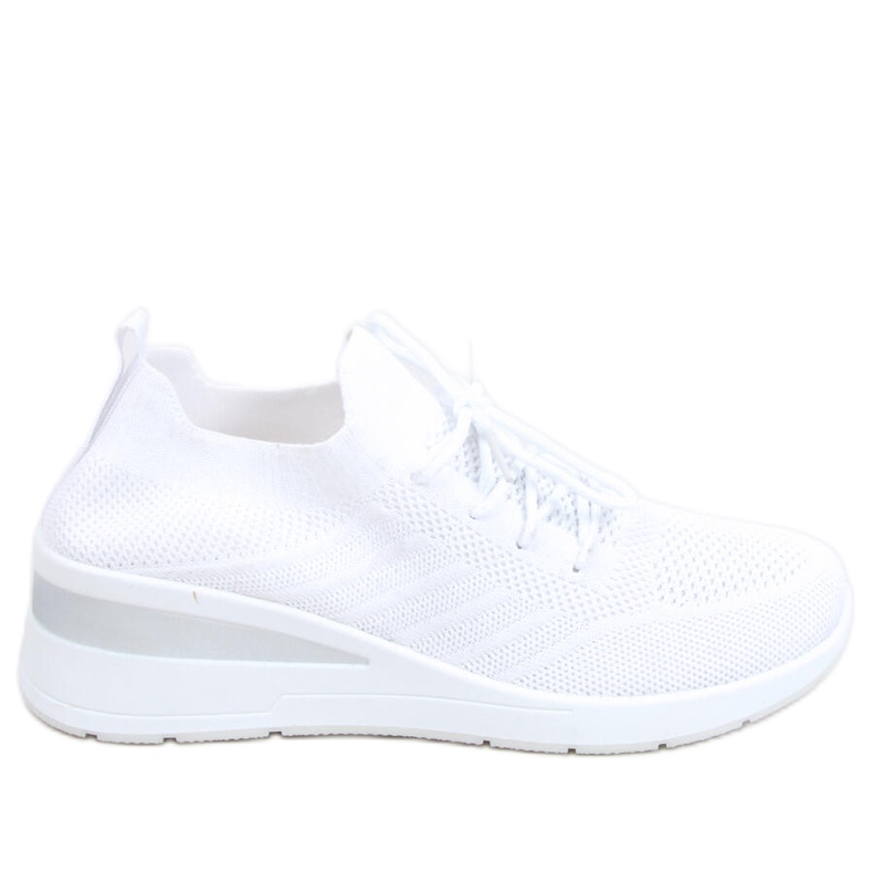 Buty skarpetkowe na koturnie Binita White białe