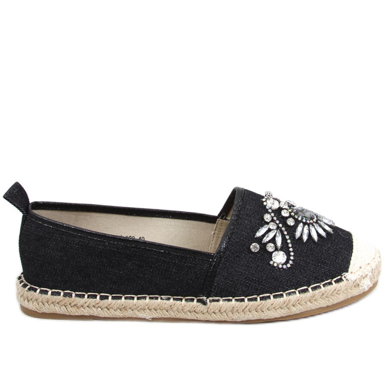 Espadryle z kamieniami Birbal Black czarne