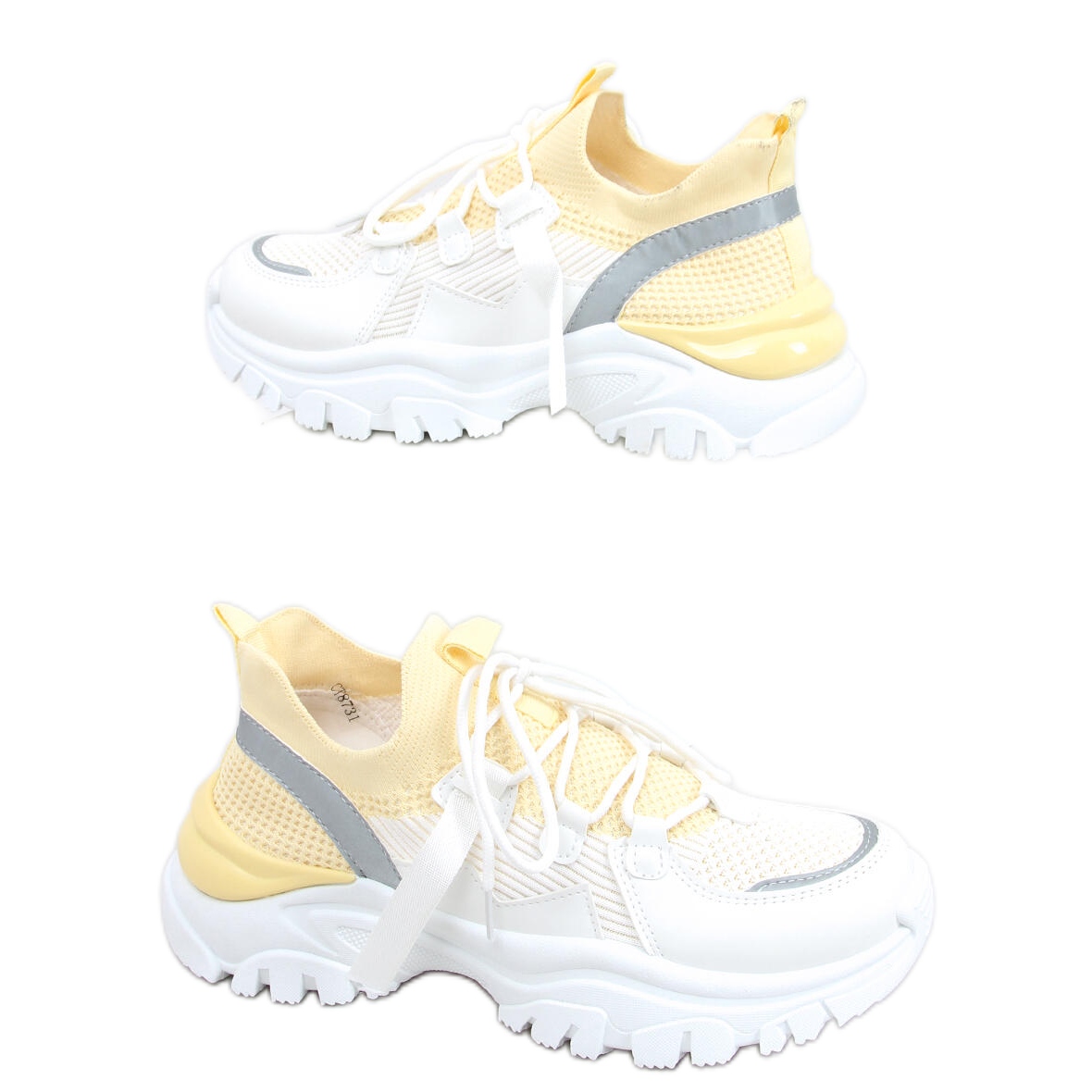 Buty sportowe skarpetkowe Aditi Yellow białe żółte