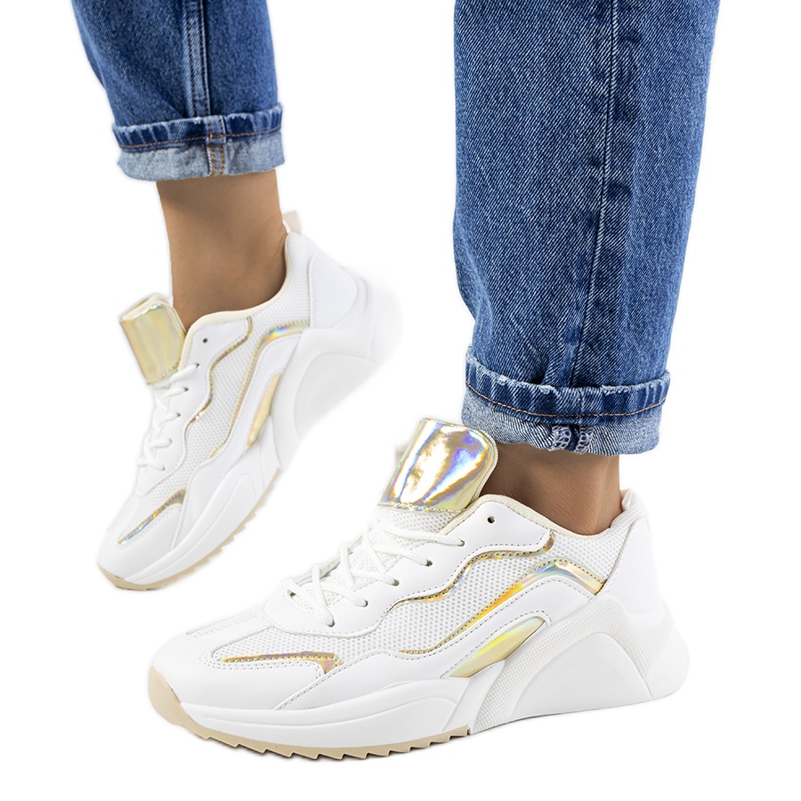 Biało złote holograficzne sneakersy Ingram białe złoty