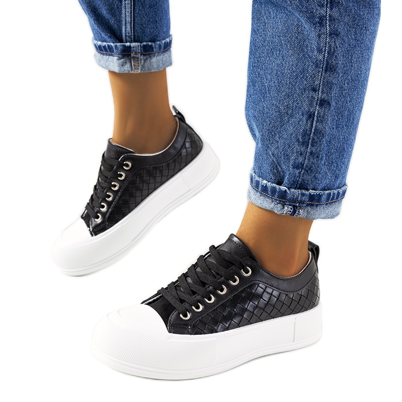 Czarne trampki na grubej podeszwie Luther