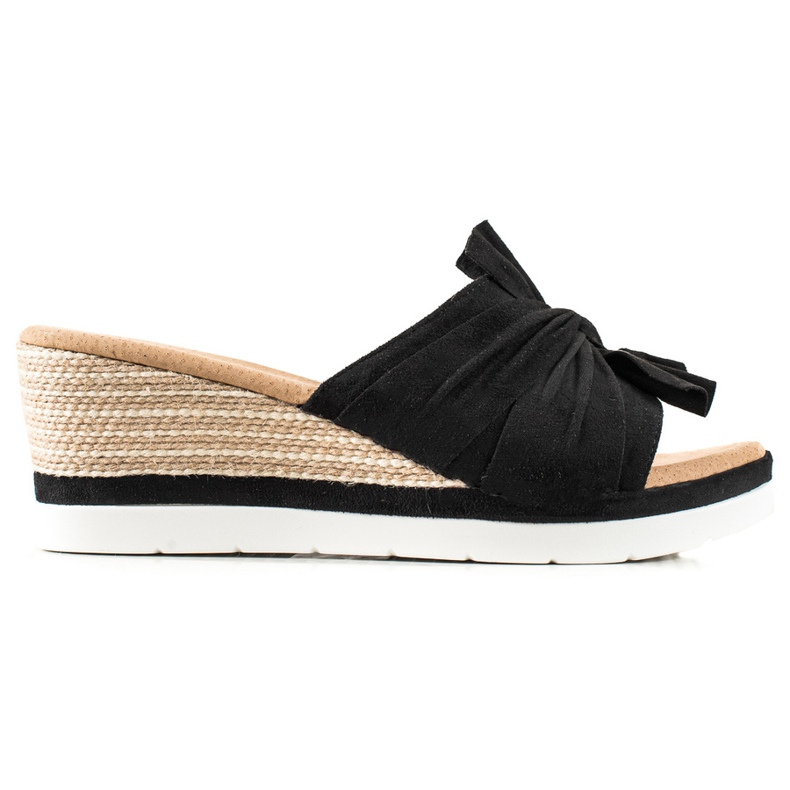 W. Potocki Klapki Na Koturnie Potocki czarne