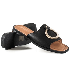 W. Potocki Klapki z ozodbą Potocki czarne