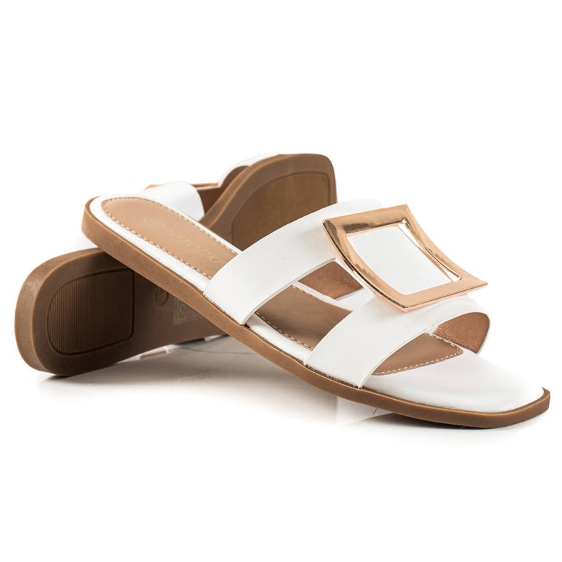 W. Potocki Eleganckie klapki Potocki białe