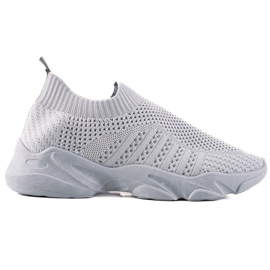 Sweet Shoes Wsuwane Sportowe Sneakersy szare
