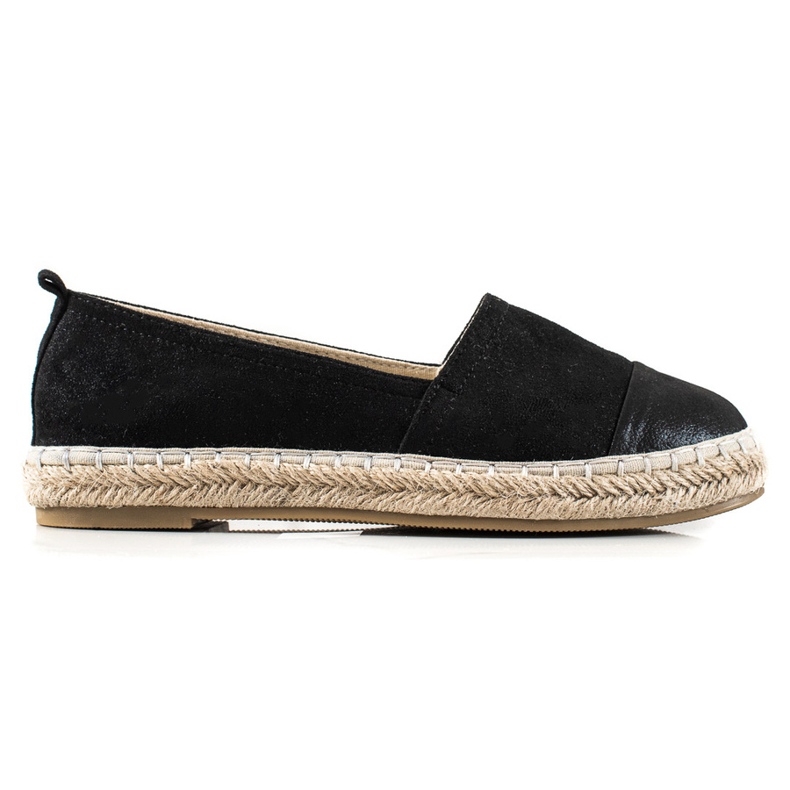TRENDI Czarne Espadryle Z Brokatem