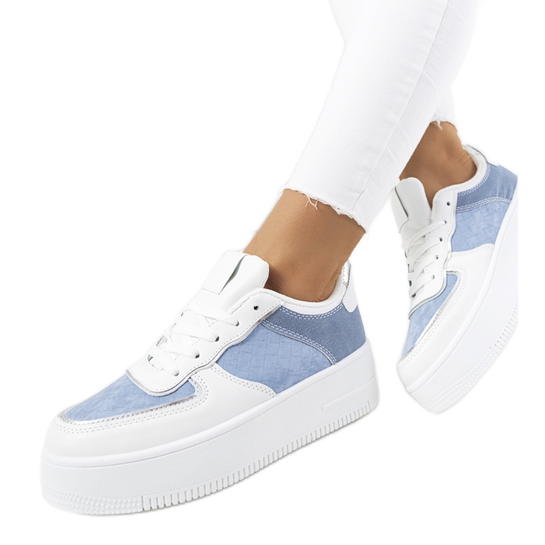Niebieskie sneakersy damskie Statela białe