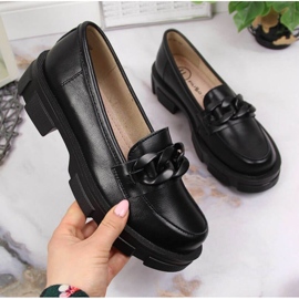 Półbuty skórzane z łańcuchem Filippo W PAW252C czarne