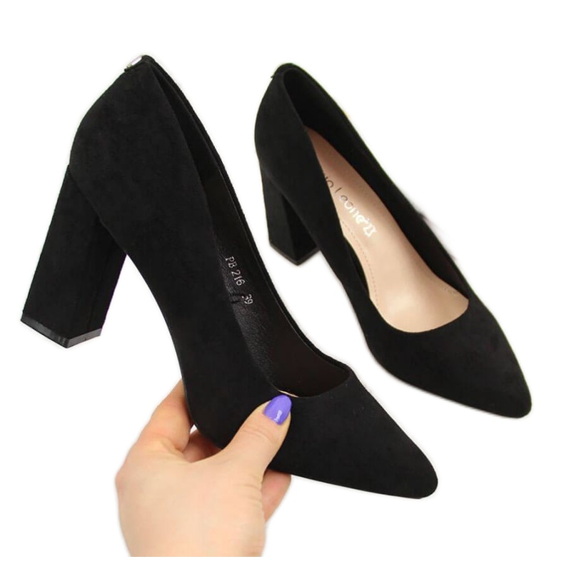 Czółenka na słupku zamszowe Sergio Leone W SK316A czarne