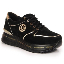 Sneakersy skórzane na platformie Filippo W PAW330 czarne