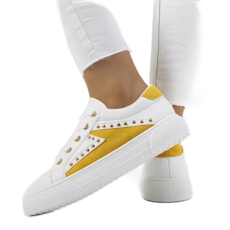 Biało żółte sneakersy Udinesi białe