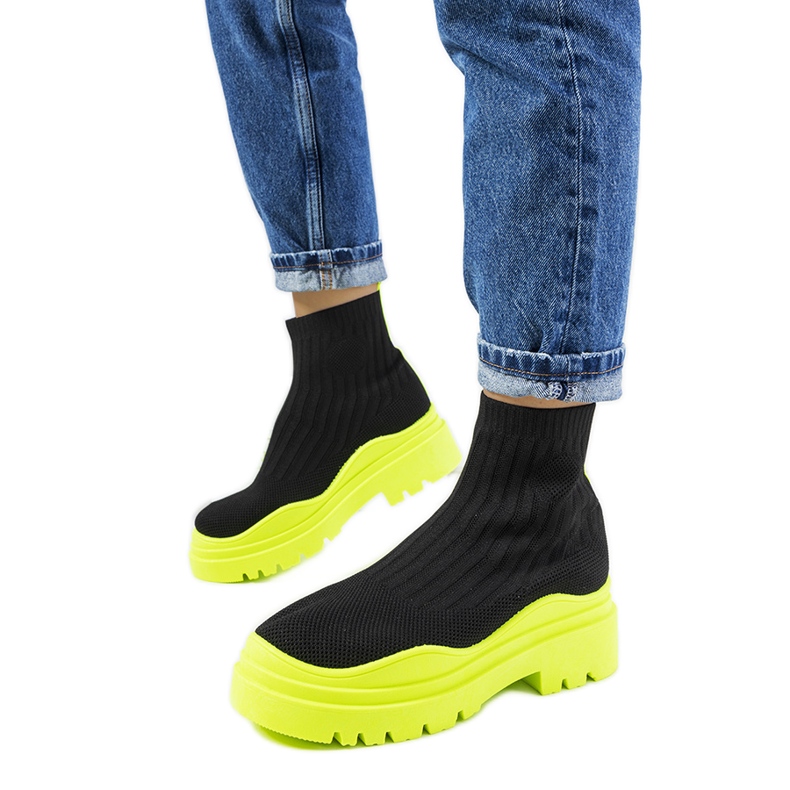 Czarno zielone wysokie sneakersy Marks czarne