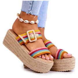 FJ1 Damskie Klapki Na Platformie Multikolor Lazare wielokolorowe