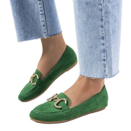 Zielone mokasyny z klamrą Castor