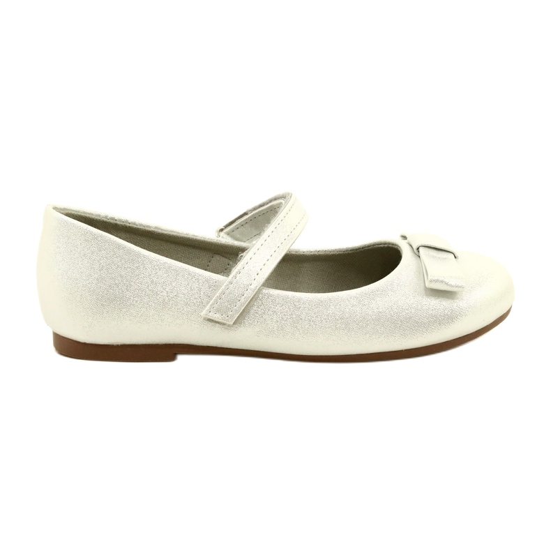Miss Dziewczęce balerinki z kokardą srebrne srebrny