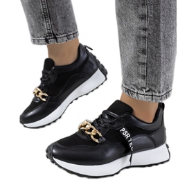 Czarne sneakersy z łańcuchem Samina