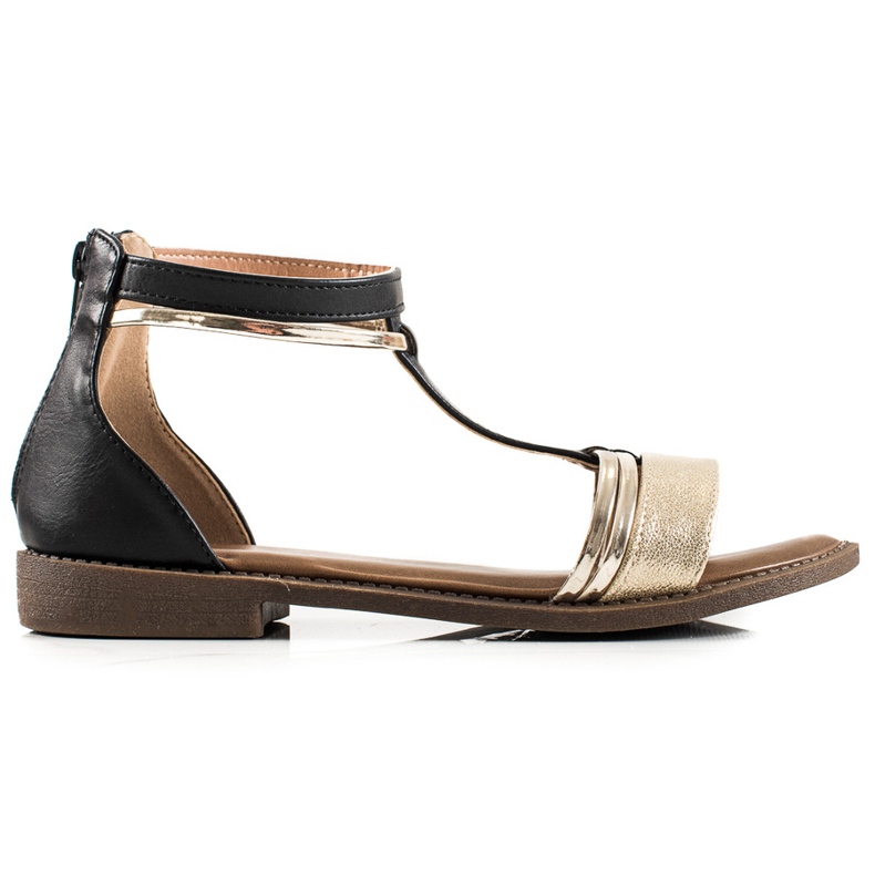 W. Potocki Czarne Sandały Potocki złoty