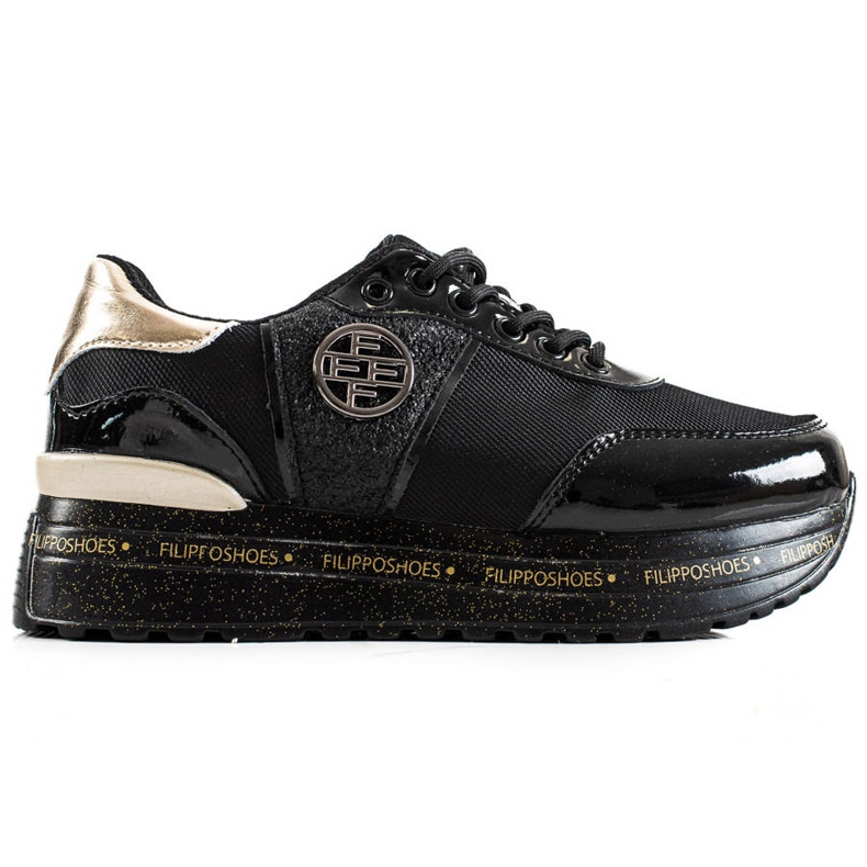 Filippo Modne Sneakersy Ze Skóry czarne złoty