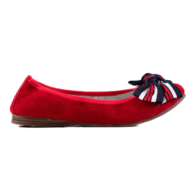 Filippo Skórzane Baleriny Z Kokardką czerwone