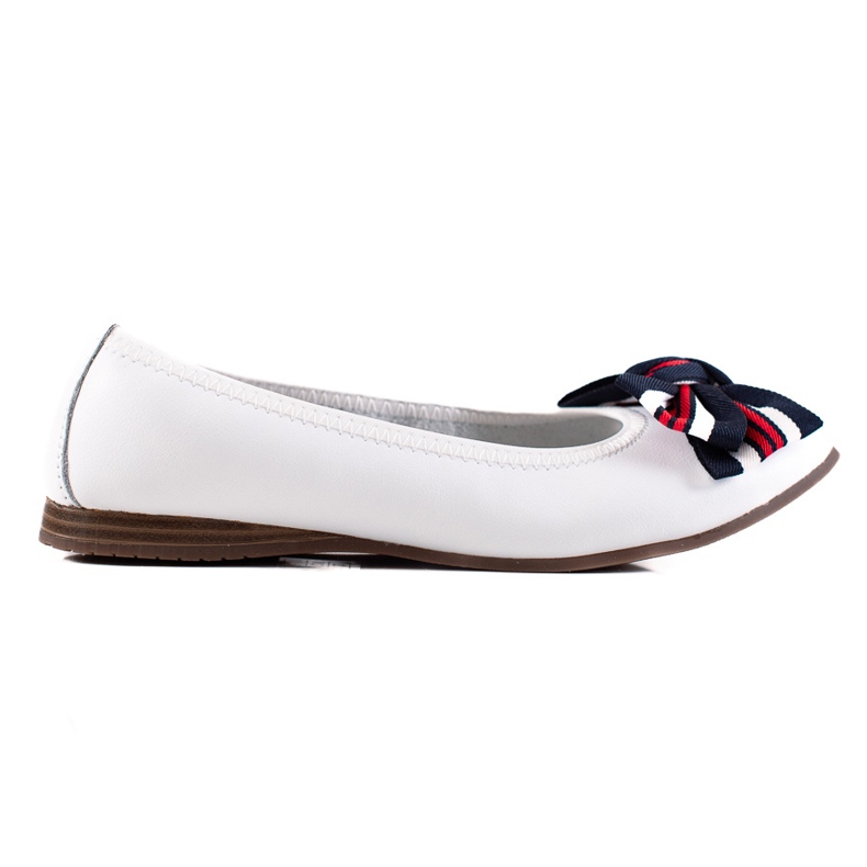 Filippo Skórzane Baleriny Z Kokardką białe