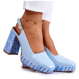 Sergio Leone Czółenka Skórzane Maciejka 05441-06 Niebieskie