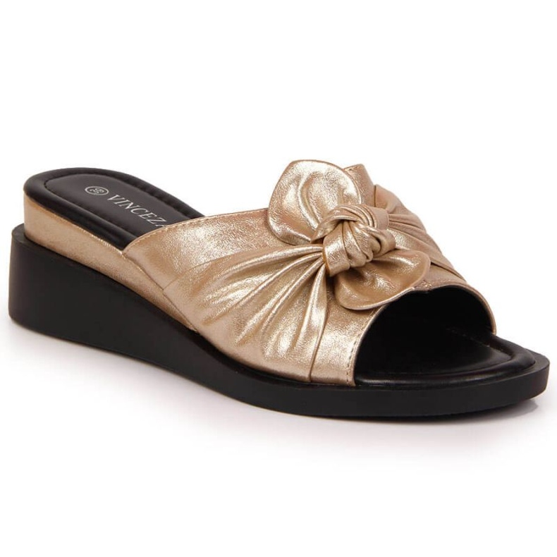 Klapki na koturnie Vinceza W JAN115A złote złoty